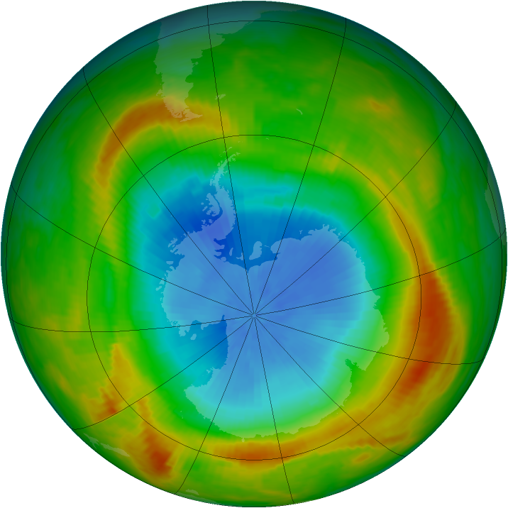Antarctic ozone map for 03 November 1980